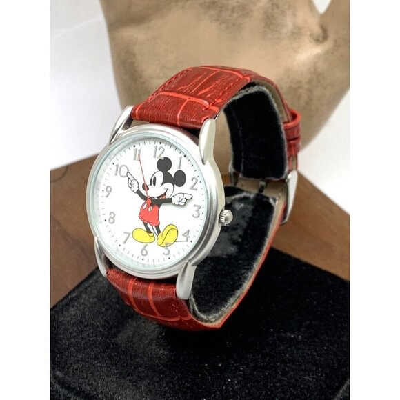 Disney Mickey Mouse Women\'s Watch White Dial 35mm Red Leather Band WDS000402 main image 10